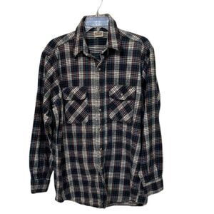 FIveBrother Vintage Tartan Plaid Flannel Button Up Shirt Mens Size Large USA
